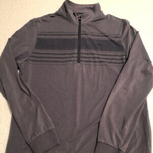 Travis Mathew Shirt Men's Medium Gray Polo Golf Stretch Logo Long Sleeve